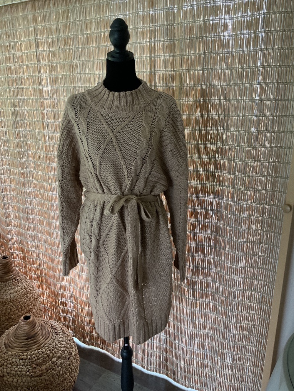 Anthropologie AmadI NWT Leah Cable Knit Sweater Dress with belt